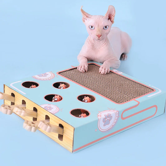 Cat Hit Gophers Cat Toy Chase Hunt Mouse Cat Game Box 3 in 1 With Scratcher Maze Interactive Educational Funny Cat Stick