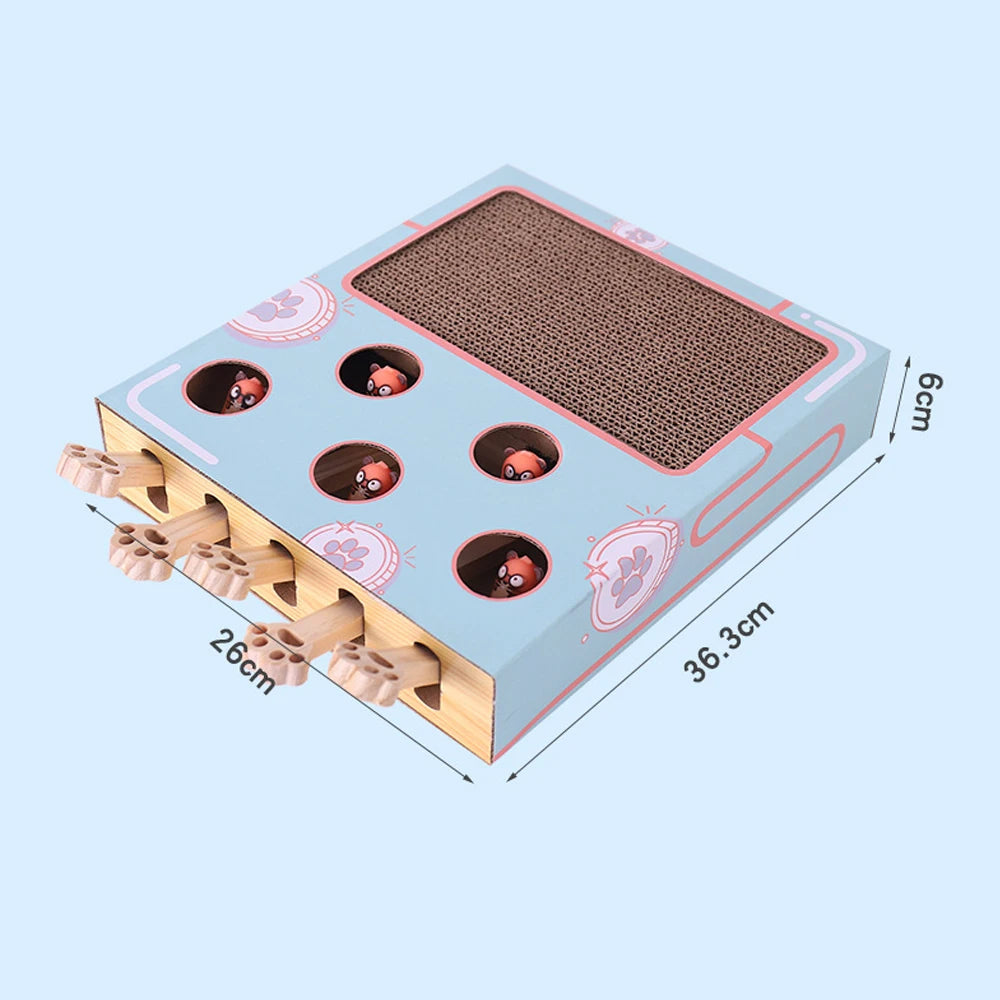 Cat Hit Gophers Cat Toy Chase Hunt Mouse Cat Game Box 3 in 1 With Scratcher Maze Interactive Educational Funny Cat Stick
