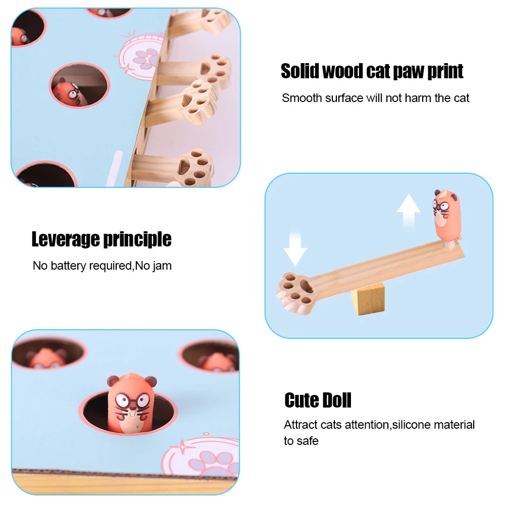 Cat Hit Gophers Cat Toy Chase Hunt Mouse Cat Game Box 3 in 1 With Scratcher Maze Interactive Educational Funny Cat Stick