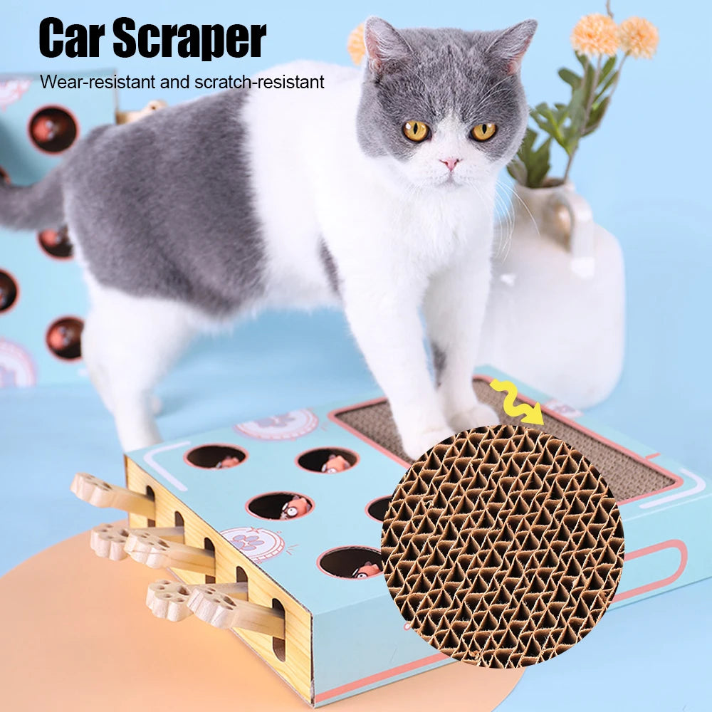 Cat Hit Gophers Cat Toy Chase Hunt Mouse Cat Game Box 3 in 1 With Scratcher Maze Interactive Educational Funny Cat Stick