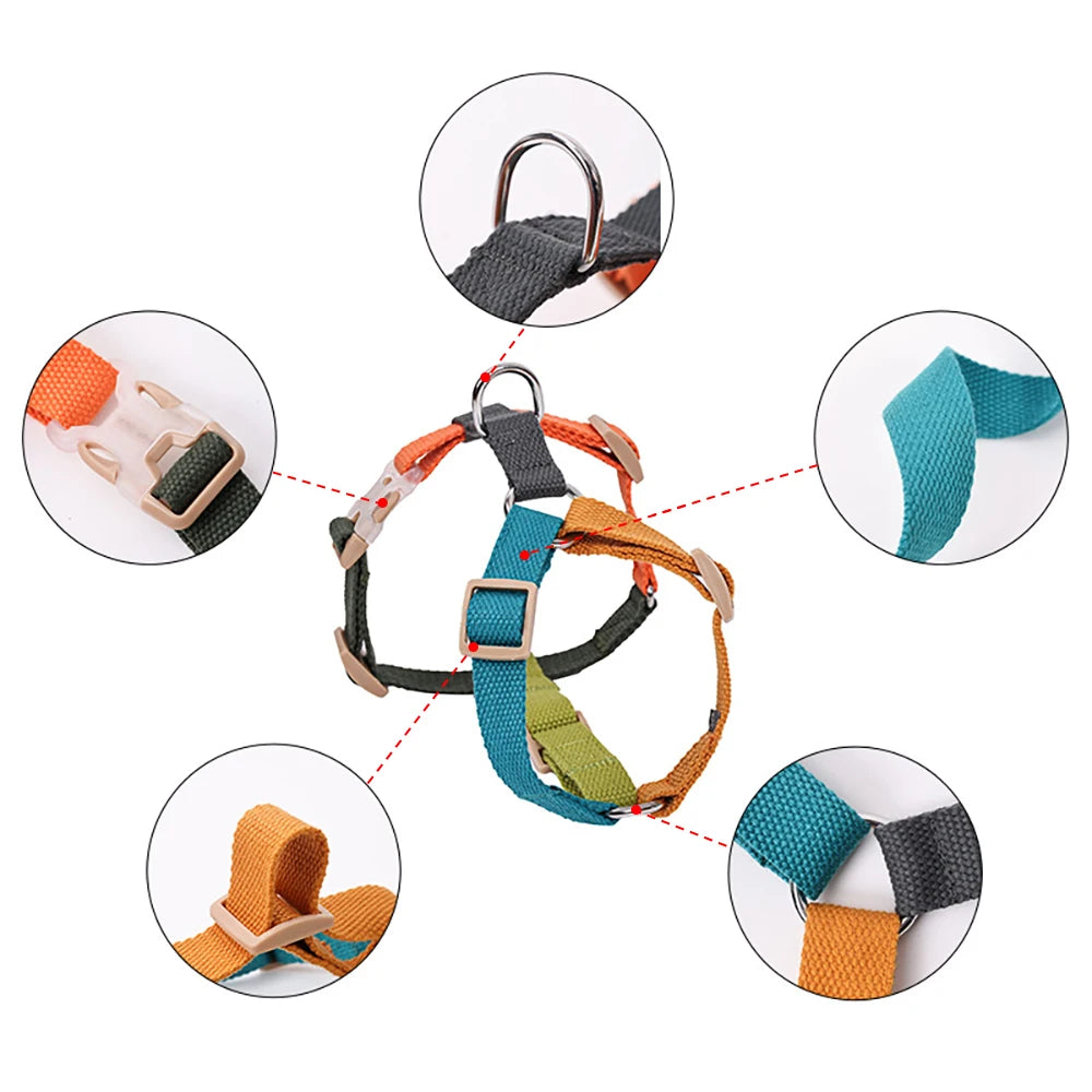 Adjustable Cotton H-Style Dog Harness with Quick-Release Buckle