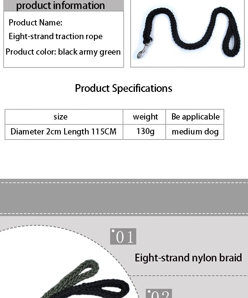 Nylon Dog Harness Leash For Medium Large Dogs Leads Pet Training Running Walking Safety Mountain Climb Dog Leashes Ropes supply