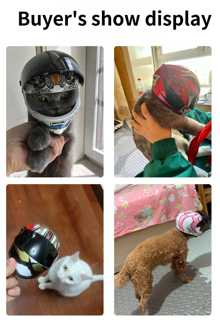 Pet Helmet-Outdoor Mini Head Protecting Safe Hat 30-37cm head Durable Cat Motorcycle Helmet Full Face accesorios para gatos