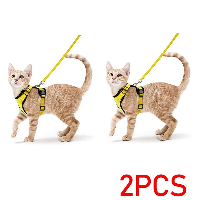 Easy Control Escape Proof Cat Harness and Leash - Soft Adjustable Vest Harnesses for Walking Cats MXQQY01