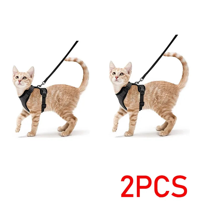 Easy Control Escape Proof Cat Harness and Leash - Soft Adjustable Vest Harnesses for Walking Cats MXQQY01
