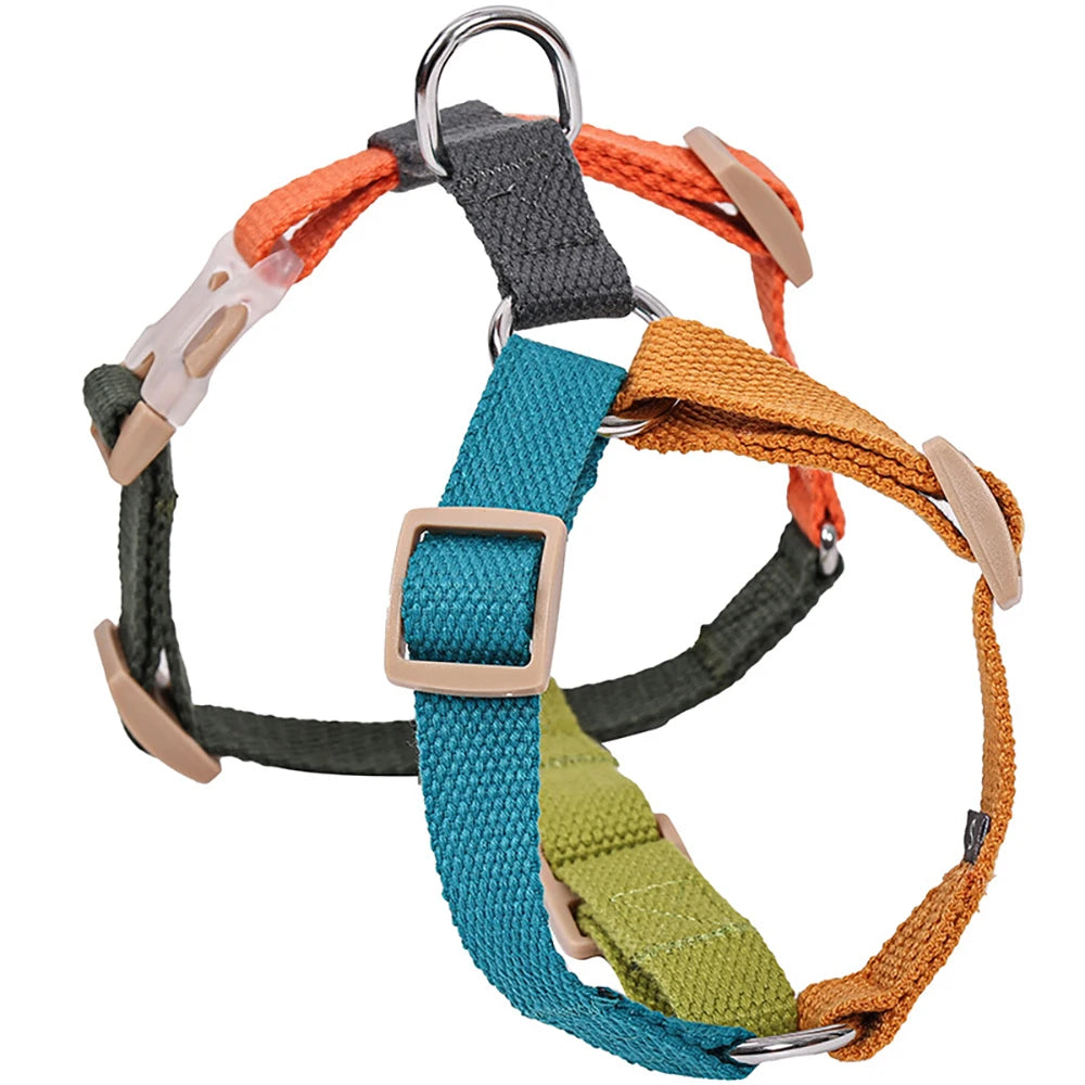 Adjustable Cotton H-Style Dog Harness with Quick-Release Buckle