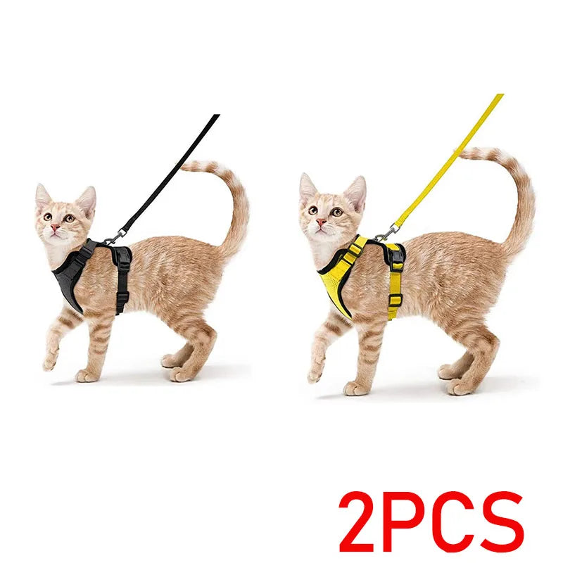 Easy Control Escape Proof Cat Harness and Leash - Soft Adjustable Vest Harnesses for Walking Cats MXQQY01
