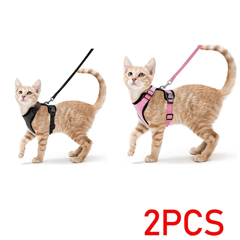 Easy Control Escape Proof Cat Harness and Leash - Soft Adjustable Vest Harnesses for Walking Cats MXQQY01